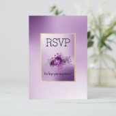 Paarse Lila eenvoudige elegante Floral RSVP (Staand voorkant)