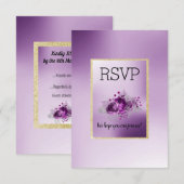 Paarse Lila eenvoudige elegante Floral RSVP (Voorkant / Achterkant)