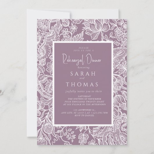 Paarse Lila Elegante Line Art Wildflower Kaart (Voorkant)