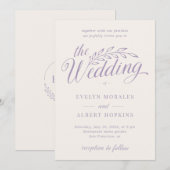 Paarse Lila elegante Vintage Rustic Script Wedding Kaart (Voorkant / Achterkant)