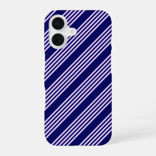 Paarse lila en marineblauwe vijfstrepenpatroon iPhone 16 hoesje