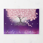 Paarse Lila en roze hekelbladerbomen Drieluik Uitnodiging (Cover)