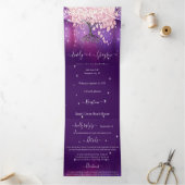 Paarse Lila en roze leder met een hete boom Drieluik Uitnodiging (Binnen)