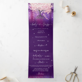 Paarse Lila en roze leder met een hete boom Drieluik Uitnodiging