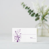 Paarse, Lila en witte Floral Place Cards Plaatskaartje (Staand voorkant)
