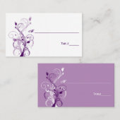 Paarse, Lila en witte Floral Place Cards Plaatskaartje (Voorkant / Achterkant)