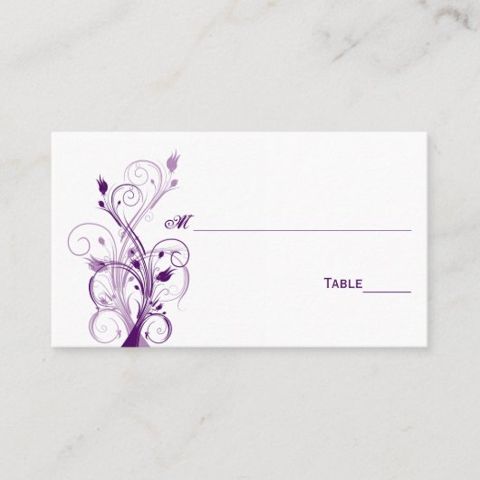 Paarse, Lila en witte Floral Place Cards Plaatskaartje (Voorkant)