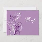 Paarse, Lila en Witte Floral Wedding Reply Kaart (Voorkant)