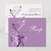 Paarse, Lila en Witte Floral Wedding Reply Kaart (Voorkant / Achterkant)
