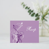 Paarse, Lila en Witte Floral Wedding Reply Kaart (Staand voorkant)