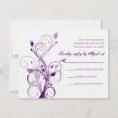 Paarse, Lila en Witte Floral Wedding Reply Kaart (Achterkant)