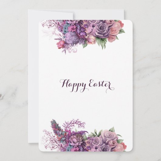Paarse Lila Flora Rustiek Roos Paasfeest Kaart (Achterkant)