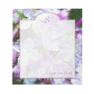 Paarse Lila Floral Art, aangepast Notitieblok