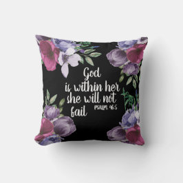 Paarse Lila Floral Black Christelijke God is binne Kussen