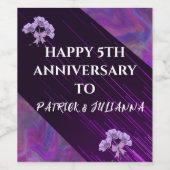 Paarse Lila Floral Boho Modern Chic Jubileum Wijn Etiket (Enkel label)