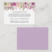 Paarse Lila Floral Bruiloft Accommodatie Kaarten (Voorkant / Achterkant)
