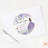 Paarse Lila Floral Butterflies Princess Favor Ronde Sticker (Envelop)