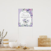 Paarse Lila Floral Cute Koala Arch 1e verjaardag Poster (Keuken)