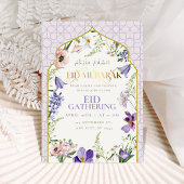 Paarse Lila Floral Eid Invitation Kaart