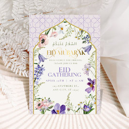 Paarse Lila Floral Eid Invitation Kaart