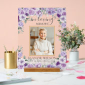 Paarse Lila Floral Funeral Memorial Afbeelding Fot Acryl Bord (Huwelijk)
