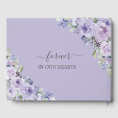 Paarse Lila Floral Gold Memorial begrafenisfoto Gastenboek (Achterkant)