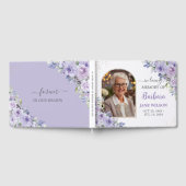 Paarse Lila Floral Gold Memorial begrafenisfoto Gastenboek (Volledig)