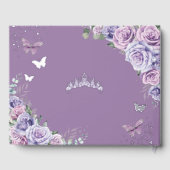 Paarse Lila Floral Jurk Zilver Quinceañera XV Gastenboek (Achterkant)