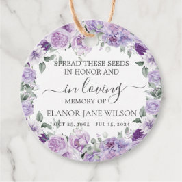 Paarse Lila Floral Memorial Funeral Seed Packet Bedankjes Labels