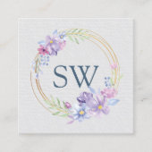 Paarse Lila Floral Monogram Beauty Consultant Vierkante Visitekaartje (Voorkant)
