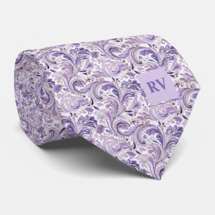 Paarse Lila Floral Paisley Stropdas