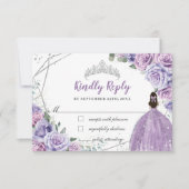 Paarse Lila Floral Princess Quinceañera Antwoord (Voorkant)