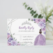 Paarse Lila Floral Princess Quinceañera Antwoord (Staand voorkant)