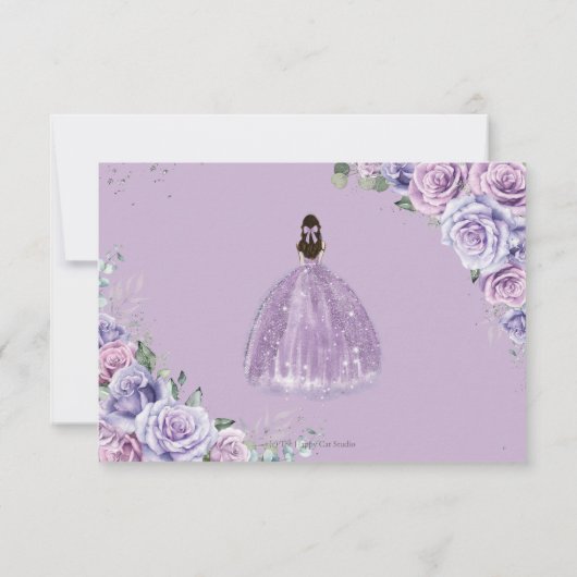 Paarse Lila Floral Princess Quinceañera Antwoord (Achterkant)