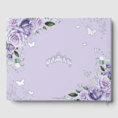Paarse Lila Floral Quinceañera Quince 15 Silver Gastenboek (Achterkant)