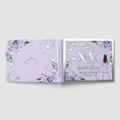 Paarse Lila Floral Quinceañera Quince 15 Silver Gastenboek (Volledig)