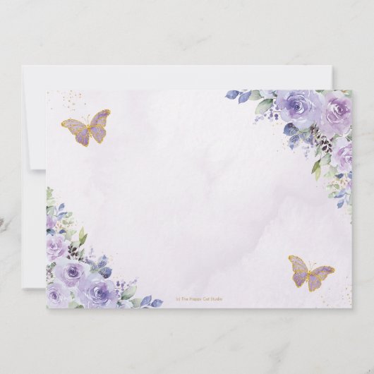 Paarse Lila Floral Quinceañera Sweet Sixteen Save The Date (Achterkant)