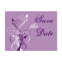 Paarse Lila Floral Sparen de Datum Post Kaart
