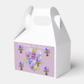 Paarse Lila Floral Wedding Cake Favor Boxes Bedankdoosjes (Achterkant)
