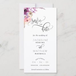 Paarse Lila Floral Wedding Save the Date Bladwijze