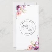 Paarse Lila Floral Wedding Save the Date Bladwijze (Achterkant)