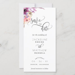 Paarse Lila Floral Wedding Save the Date Bladwijze