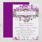 Paarse Lila  Floral Wedding Uitnodiging (Voorkant / Achterkant)