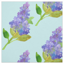 Paarse Lila Flower Waterverf Blauw Stof