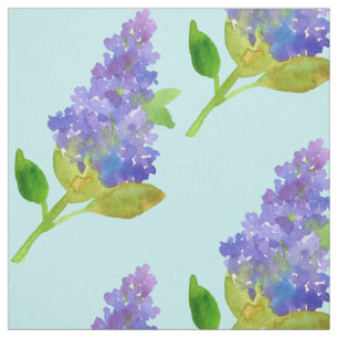 Paarse Lila Flower Waterverf Blauw Stof