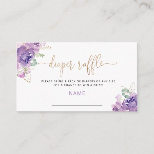 Paarse lila folie van goud - minder papierkaartje informatiekaartje (Voorkant)