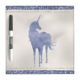 Paarse Lila Glitter Eenhoorn Whiteboard Met Spiegel