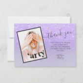 Paarse lila glitter elegant bedankt Sweet 16 (Voorkant)