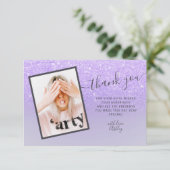 Paarse lila glitter elegant bedankt Sweet 16 (Staand voorkant)