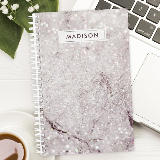 Paarse Lila Glitter Marmer Gepersonaliseerde Zaken Planner
